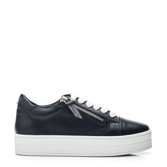 Casual Trainers Women Moda In Pelle Abbiy Black Leather
