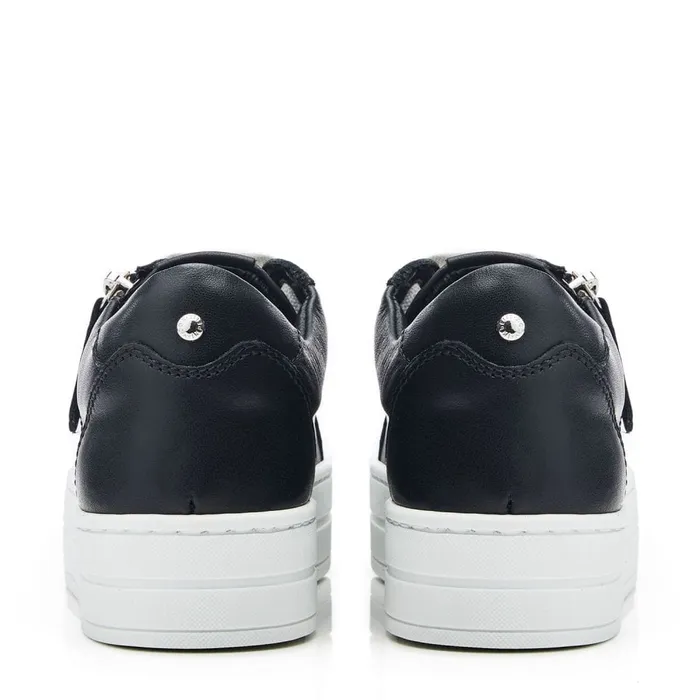 Casual Trainers Women Moda In Pelle Abbiy Black Leather