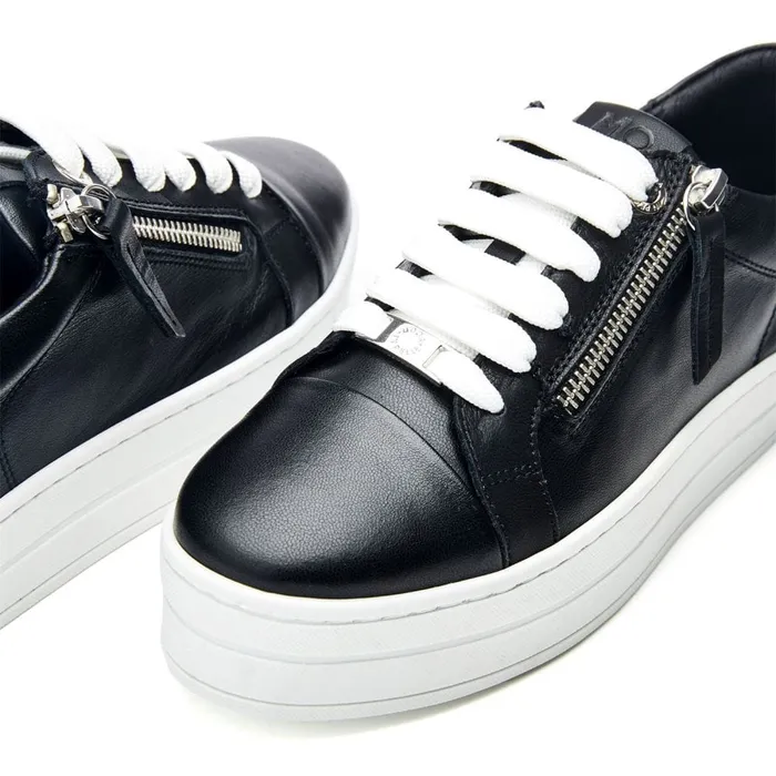 Casual Trainers Women Moda In Pelle Abbiy Black Leather