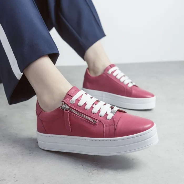 Casual Trainers Women Moda In Pelle Abbiy Raspberry Leather