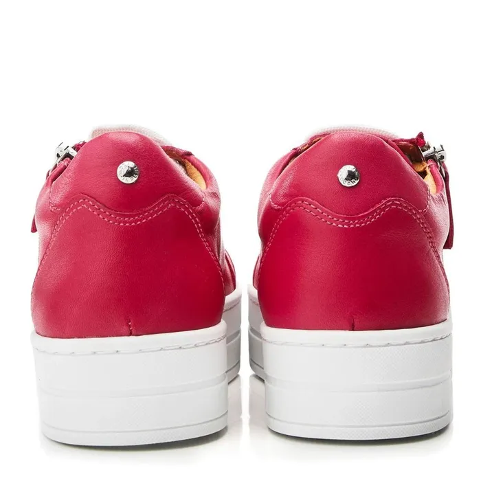 Casual Trainers Women Moda In Pelle Abbiy Raspberry Leather