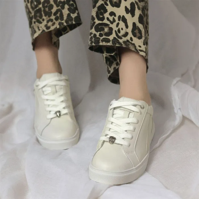 Casual Trainers Women Moda In Pelle Abrini Off White Leather