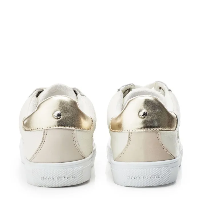 Casual Trainers Women Moda In Pelle Abrini Off White Leather