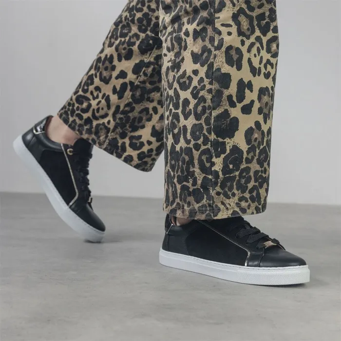 Casual Trainers Women Moda In Pelle Ales Black Leather