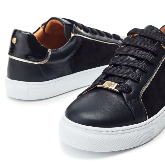 Casual Trainers Women Moda In Pelle Ales Black Leather