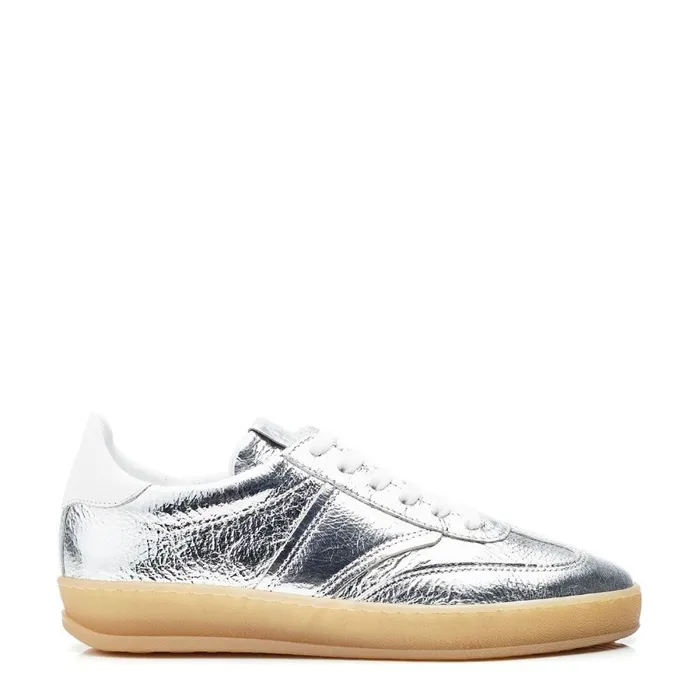 Casual Trainers Women Moda In Pelle Arii Silver Leather