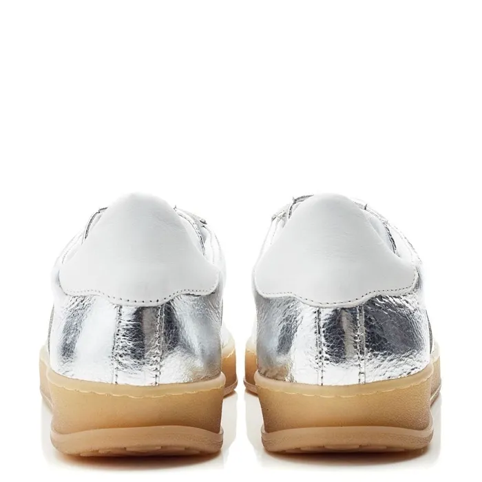 Casual Trainers Women Moda In Pelle Arii Silver Leather