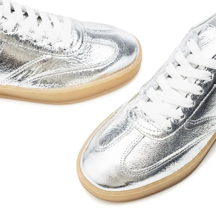 Casual Trainers Women Moda In Pelle Arii Silver Leather