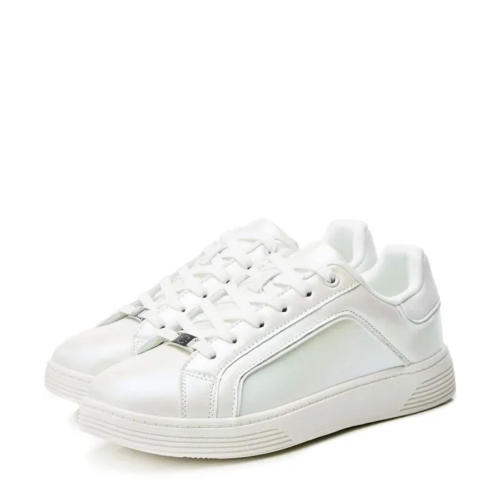Casual Trainers Women Moda In Pelle Bearly White Iridescent Porvair