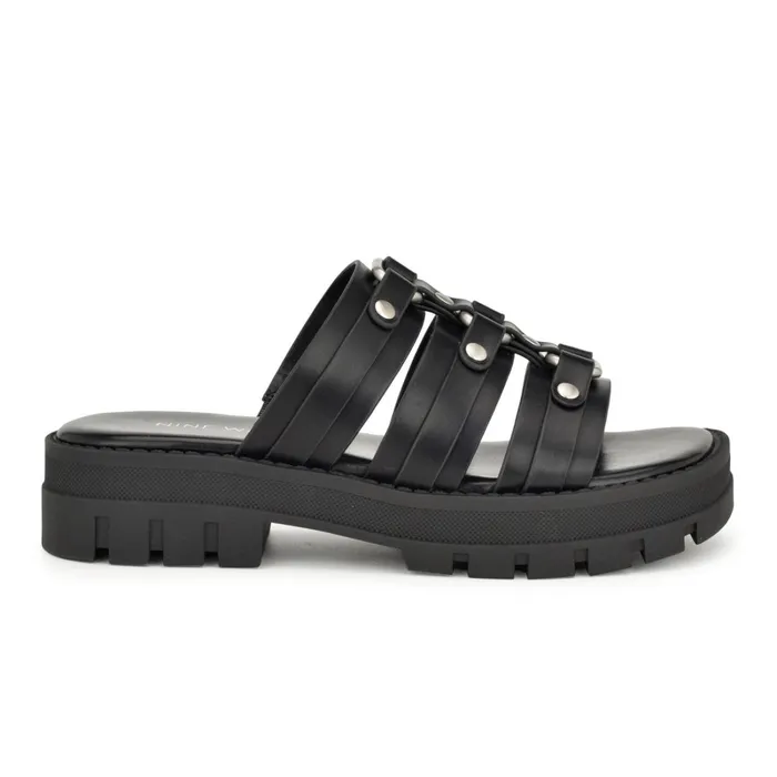 Cazz Fisherman Slide Sandals Black Women Nine West Casual