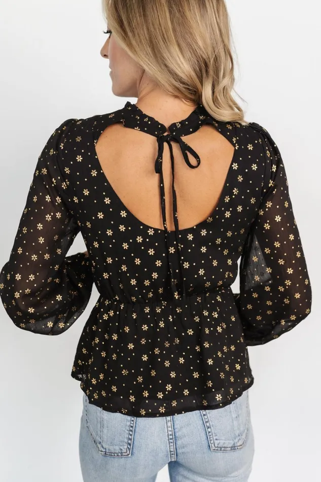 Chandra Peplum Top Black Gold Women Baltic Born Blouses Shirts Chandra Peplum Top Black Gold Women Baltic Born Blouses Shirts