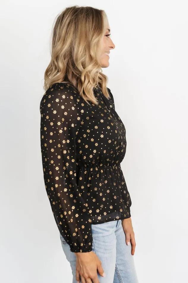 Chandra Peplum Top Black Gold Women Baltic Born Blouses Shirts Chandra Peplum Top Black Gold Women Baltic Born Blouses Shirts