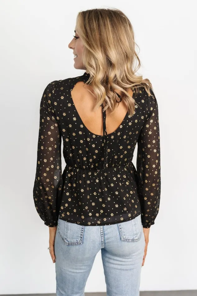 Chandra Peplum Top Black Gold Women Baltic Born Blouses Shirts Chandra Peplum Top Black Gold Women Baltic Born Blouses Shirts