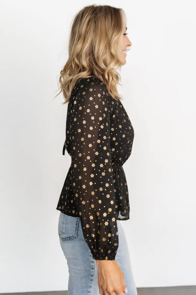 Chandra Peplum Top Black Gold Women Baltic Born Blouses Shirts Chandra Peplum Top Black Gold Women Baltic Born Blouses Shirts