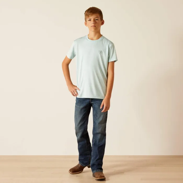 Charger Ariat Crestline TShirt Iced Aqua Kids Ariat TShirts and Polos Charger Ariat Crestline TShirt Iced Aqua Kids Ariat TShirts and Polos