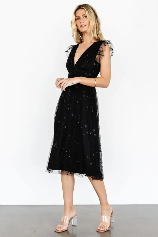 Chiara Shimmer Midi Dress Black Women Baltic Born Embellished Sequin Chiara Shimmer Midi Dress Black Women Baltic Born Embellished Sequin