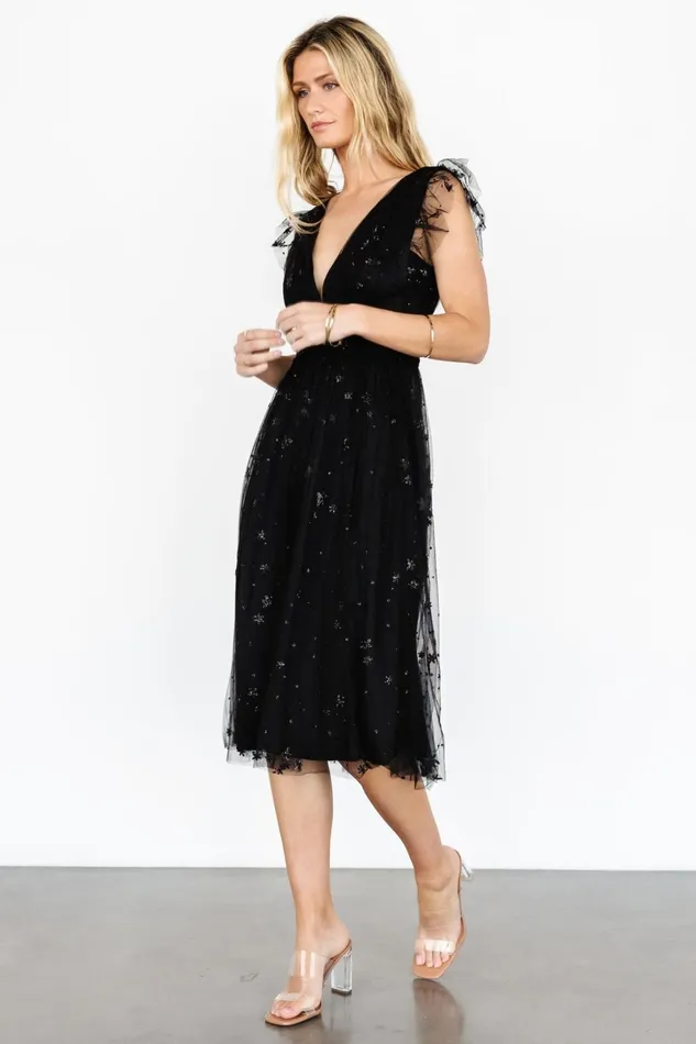 Chiara Shimmer Midi Dress Black Women Baltic Born Embellished Sequin Chiara Shimmer Midi Dress Black Women Baltic Born Embellished Sequin