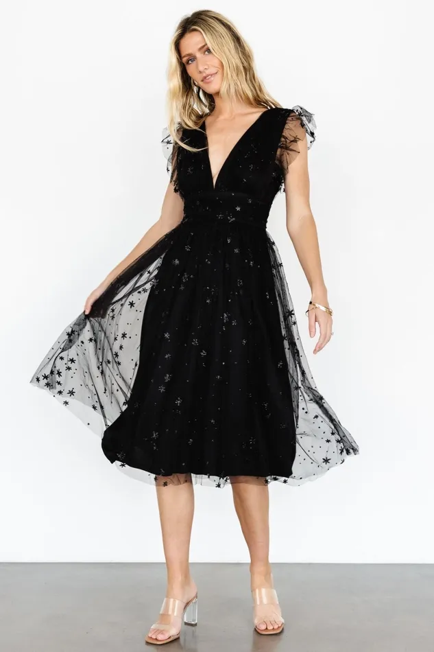 Chiara Shimmer Midi Dress Black Women Baltic Born Embellished Sequin Chiara Shimmer Midi Dress Black Women Baltic Born Embellished Sequin