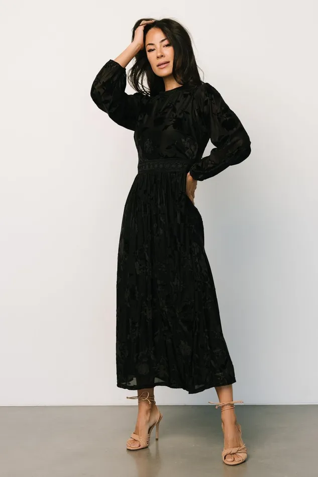Christine Velvet Embossed Midi Dress Black Women Baltic Born Mother Of The Bride Christine Velvet Embossed Midi Dress Black Women Baltic Born Mother Of The Bride