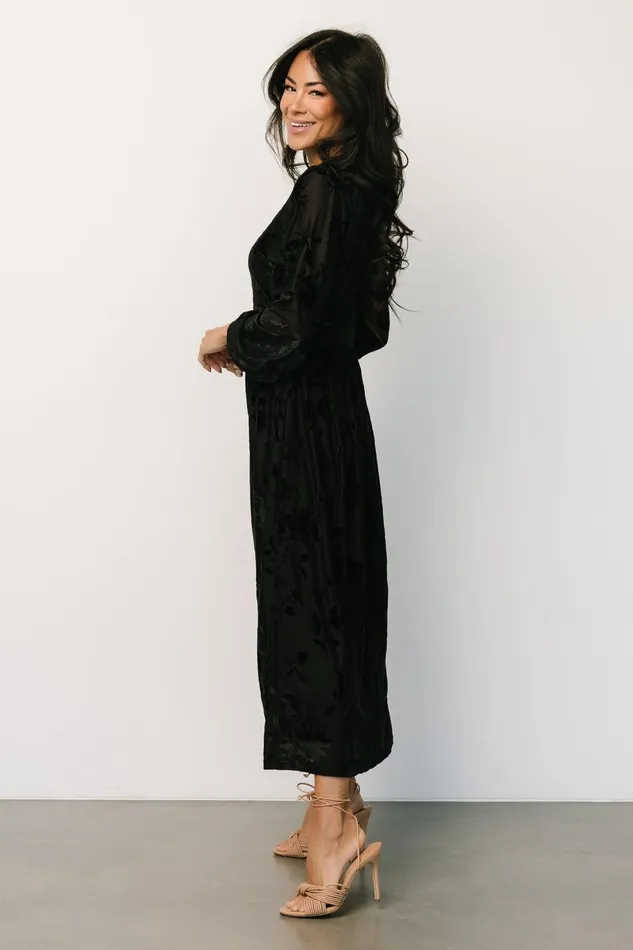 Christine Velvet Embossed Midi Dress Black Women Baltic Born Mother Of The Bride Christine Velvet Embossed Midi Dress Black Women Baltic Born Mother Of The Bride