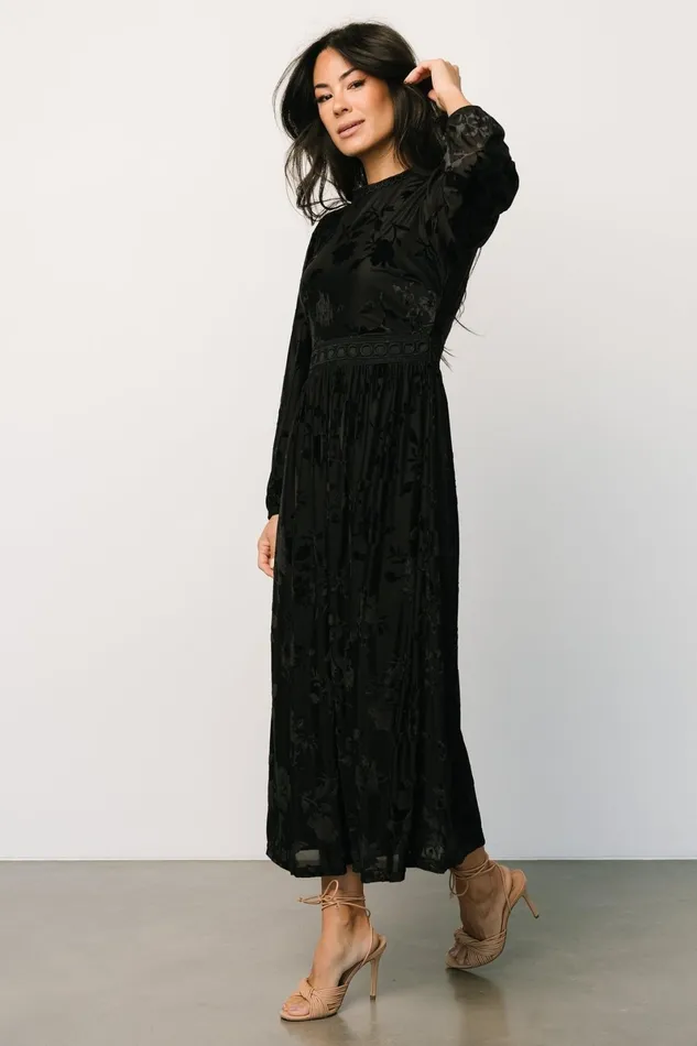 Christine Velvet Embossed Midi Dress Black Women Baltic Born Mother Of The Bride Christine Velvet Embossed Midi Dress Black Women Baltic Born Mother Of The Bride
