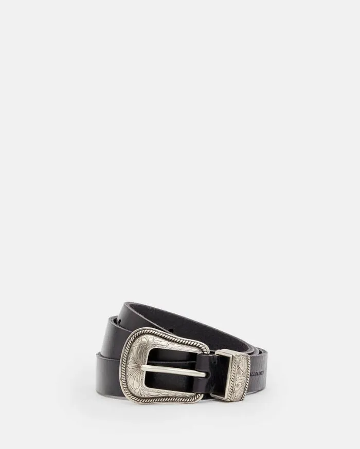 Chuck Leather Western Belt Black Men AllSaints Leather Belts