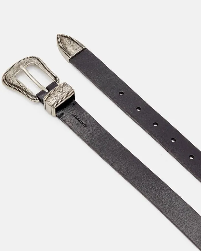 Chuck Leather Western Belt Black Men AllSaints Leather Belts