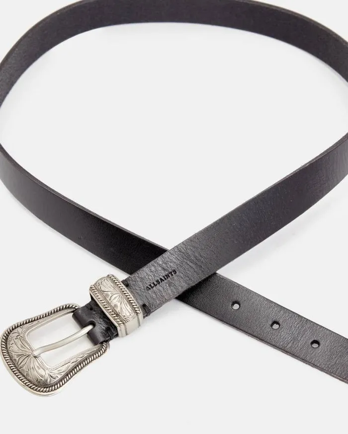 Chuck Leather Western Belt Black Men AllSaints Leather Belts