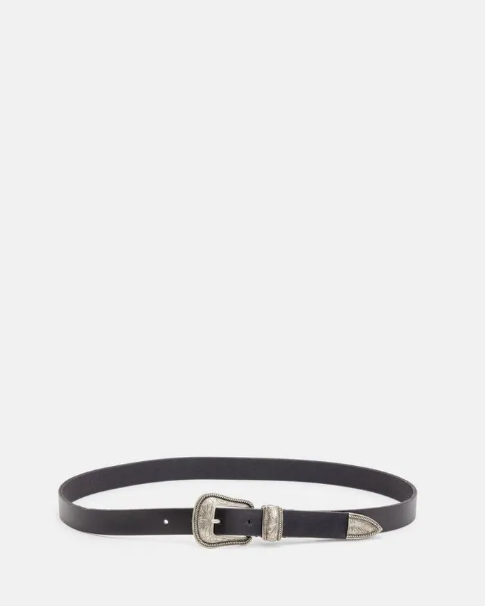 Chuck Leather Western Belt Black Men AllSaints Leather Belts