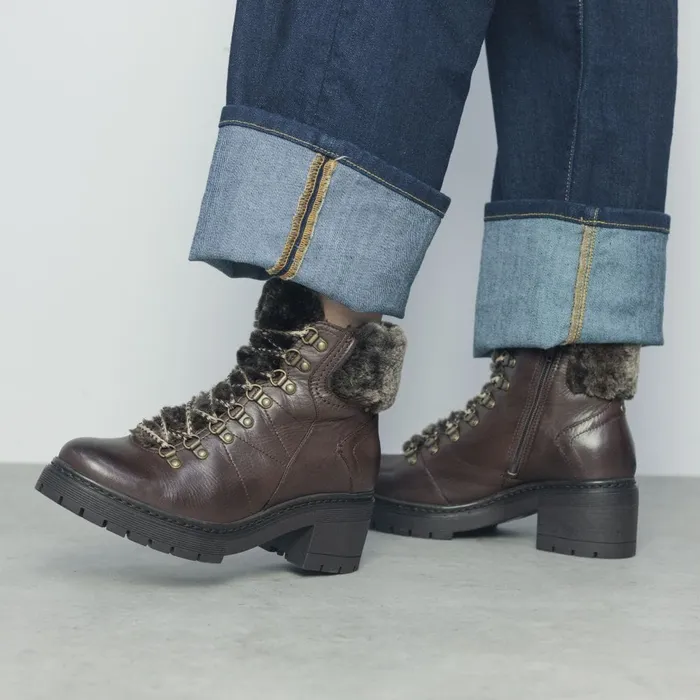 Chunky Boots Women Moda In Pelle Bibani Dark Brown Leather