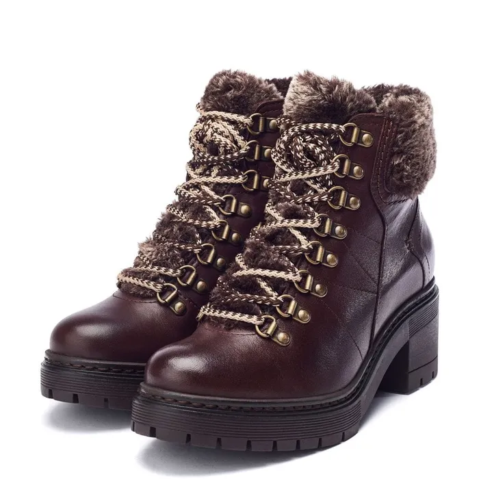 Chunky Boots Women Moda In Pelle Bibani Dark Brown Leather