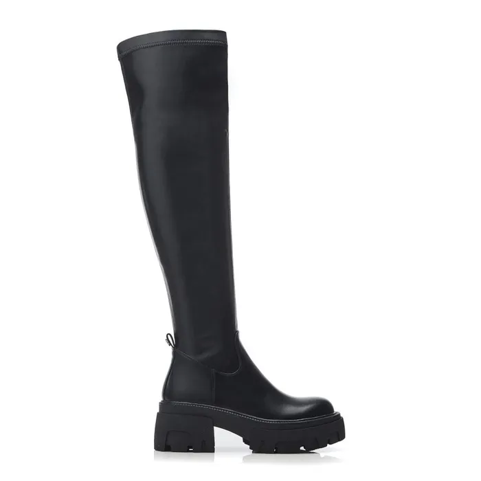 Chunky Boots Women Moda In Pelle Irie Black Porvair