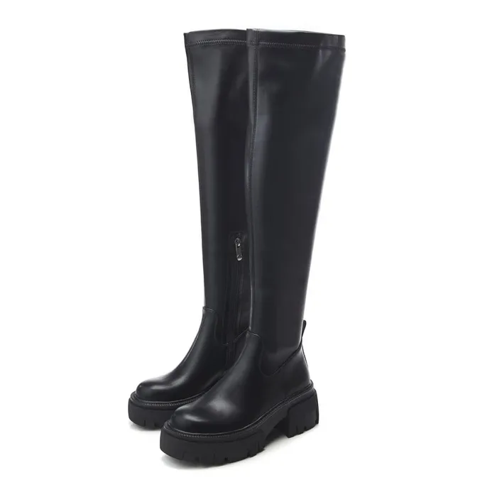 Chunky Boots Women Moda In Pelle Irie Black Porvair