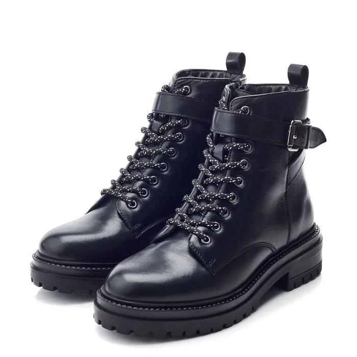 Chunky Boots Women Moda In Pelle Omola Black Leather
