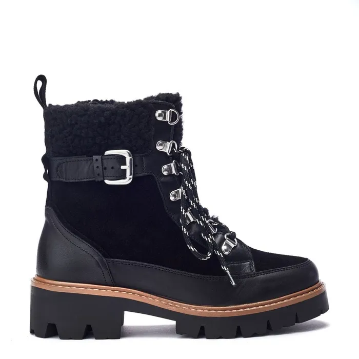 Chunky Boots Women Moda In Pelle Ottavia Black Leather