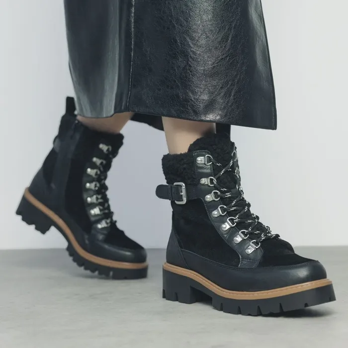 Chunky Boots Women Moda In Pelle Ottavia Black Leather