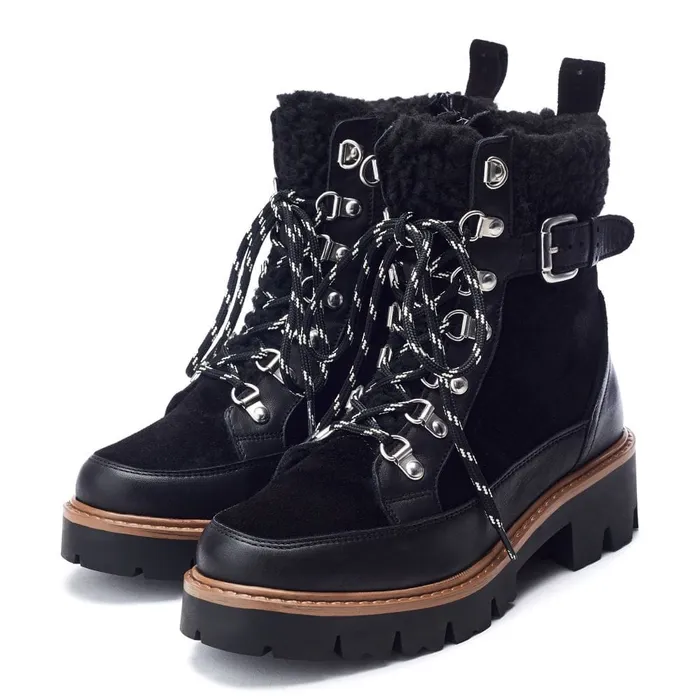 Chunky Boots Women Moda In Pelle Ottavia Black Leather