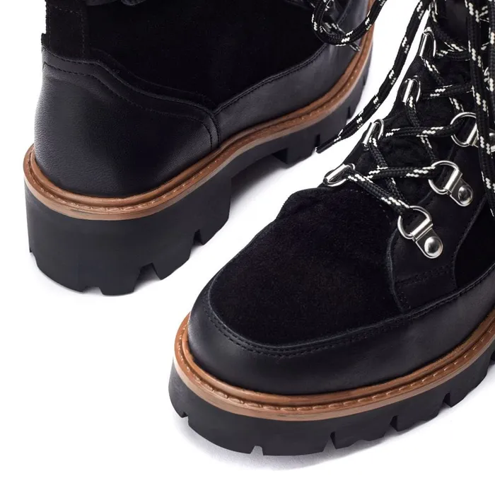 Chunky Boots Women Moda In Pelle Ottavia Black Leather