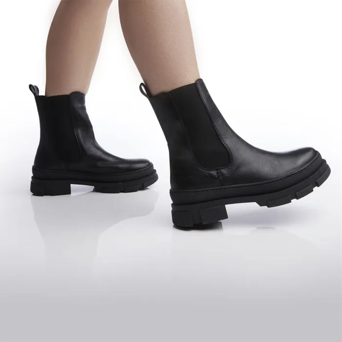 Chunky Boots Women Moda In Pelle Shoon Sh Boulder Black Leather
