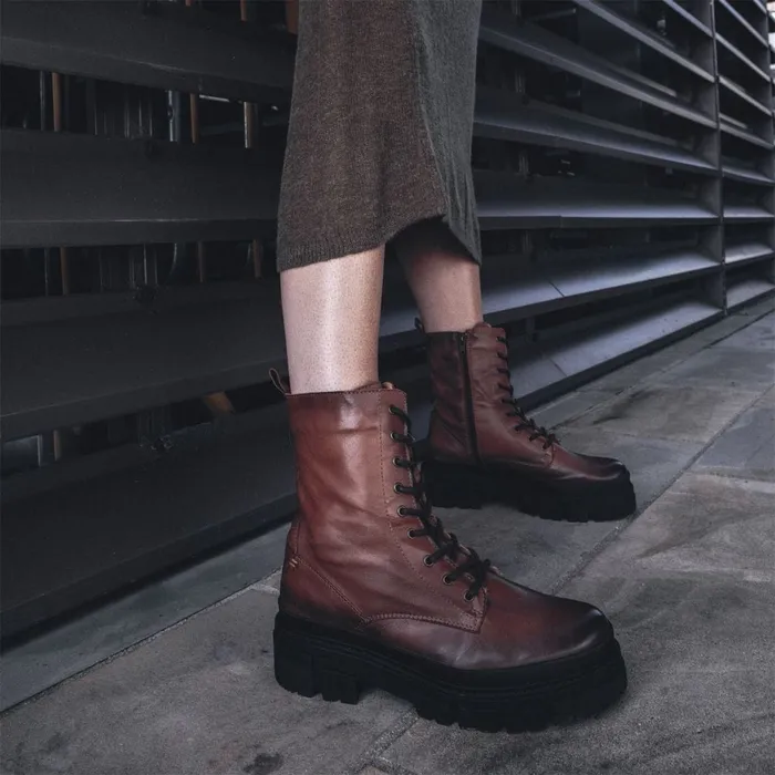 Chunky Boots Women Moda In Pelle Shoon Sh Impress Tan Leather