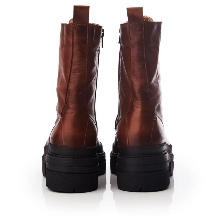 Chunky Boots Women Moda In Pelle Shoon Sh Impress Tan Leather