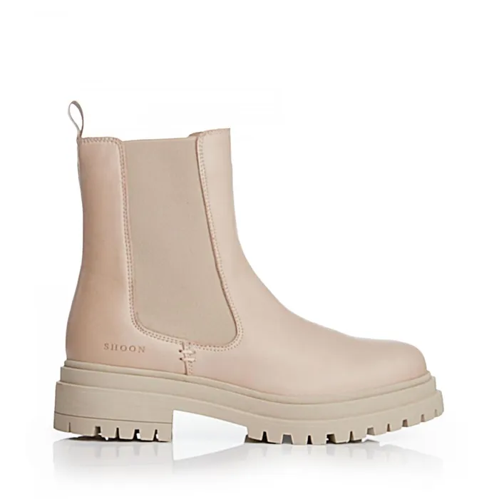 Chunky Boots Women Moda In Pelle Shoon Sh Isha Cream Leather