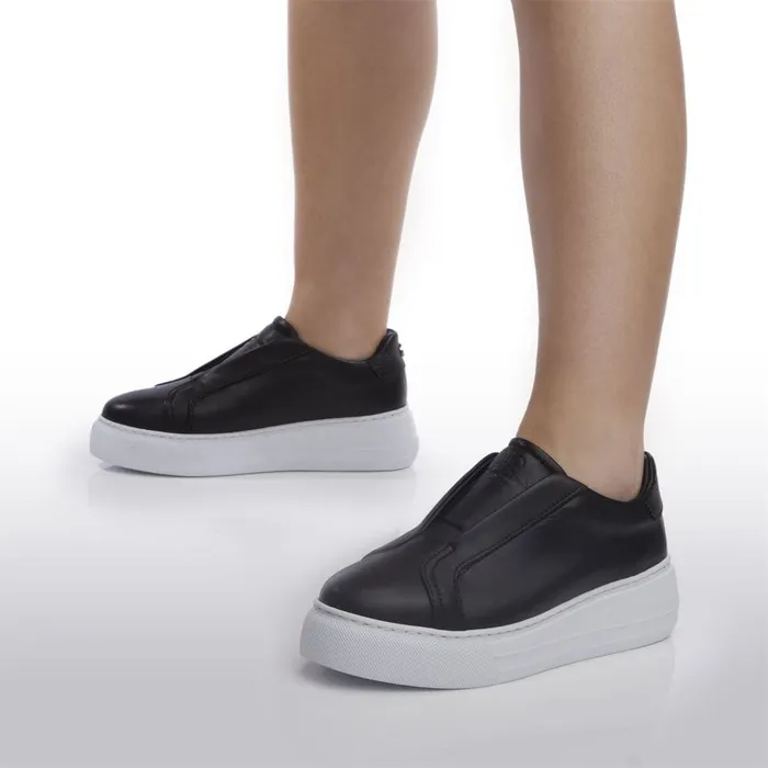 Chunky Trainers Women Moda In Pelle Alber Black Leather