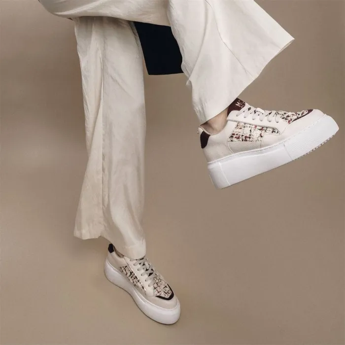 Chunky Trainers Women Moda In Pelle Avabelle Off White Fabric