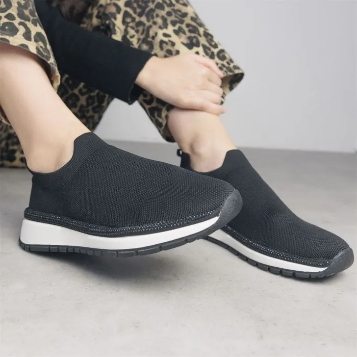 Chunky Trainers Women Moda In Pelle Bellariah Black Textile