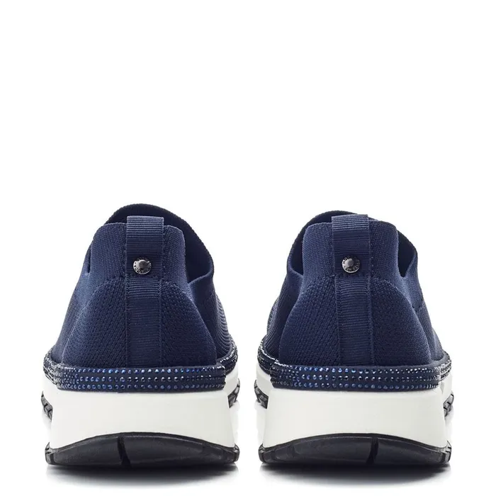 Chunky Trainers Women Moda In Pelle Bellariah Navy Textile