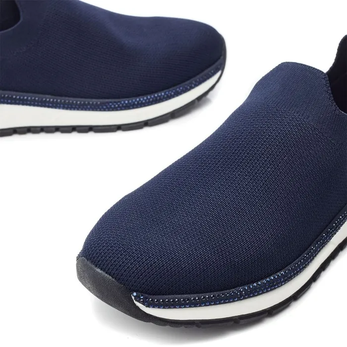 Chunky Trainers Women Moda In Pelle Bellariah Navy Textile