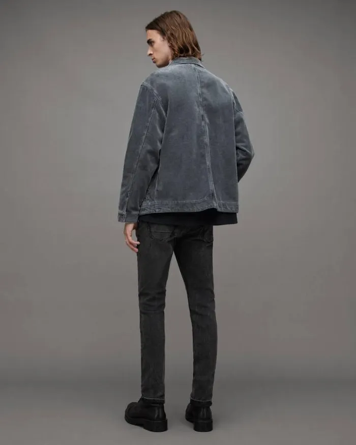 Cigarette Skinny Fit Stretch Denim Jeans Washed Black Men AllSaints Jeans