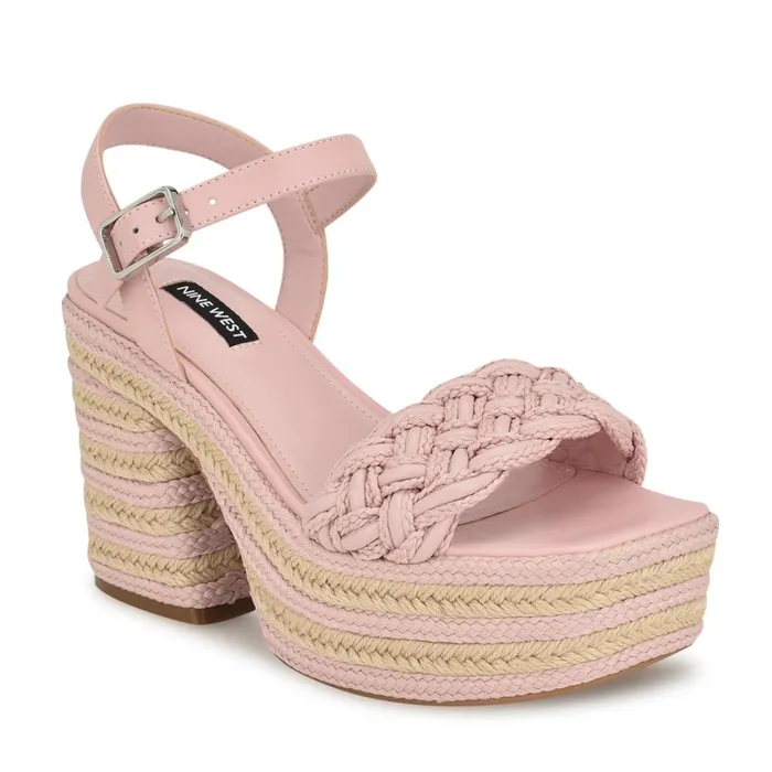 Cinka Woven Platform Sandals Light Pink Women Nine West Platforms Cinka Woven Platform Sandals Light Pink Women Nine West Platforms
