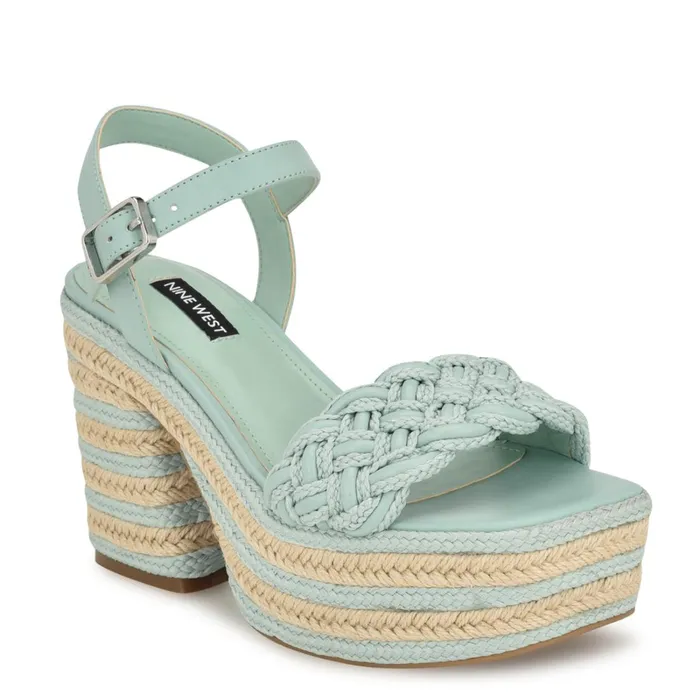 Cinka Woven Platform Sandals Mint Green Women Nine West Sandals